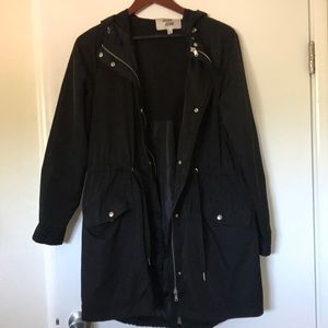 Lightweight black hooded jacket